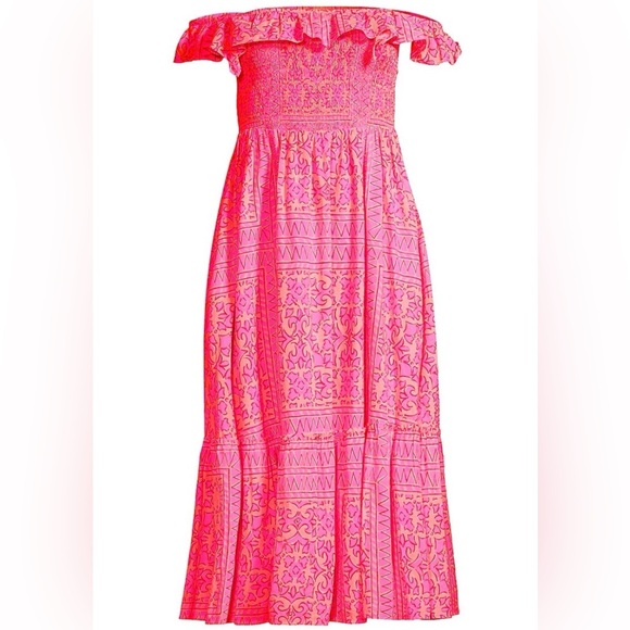 Vineyard Vines Smocked Midi Dress Ruffle Straps NWOT - Picture 6 of 8